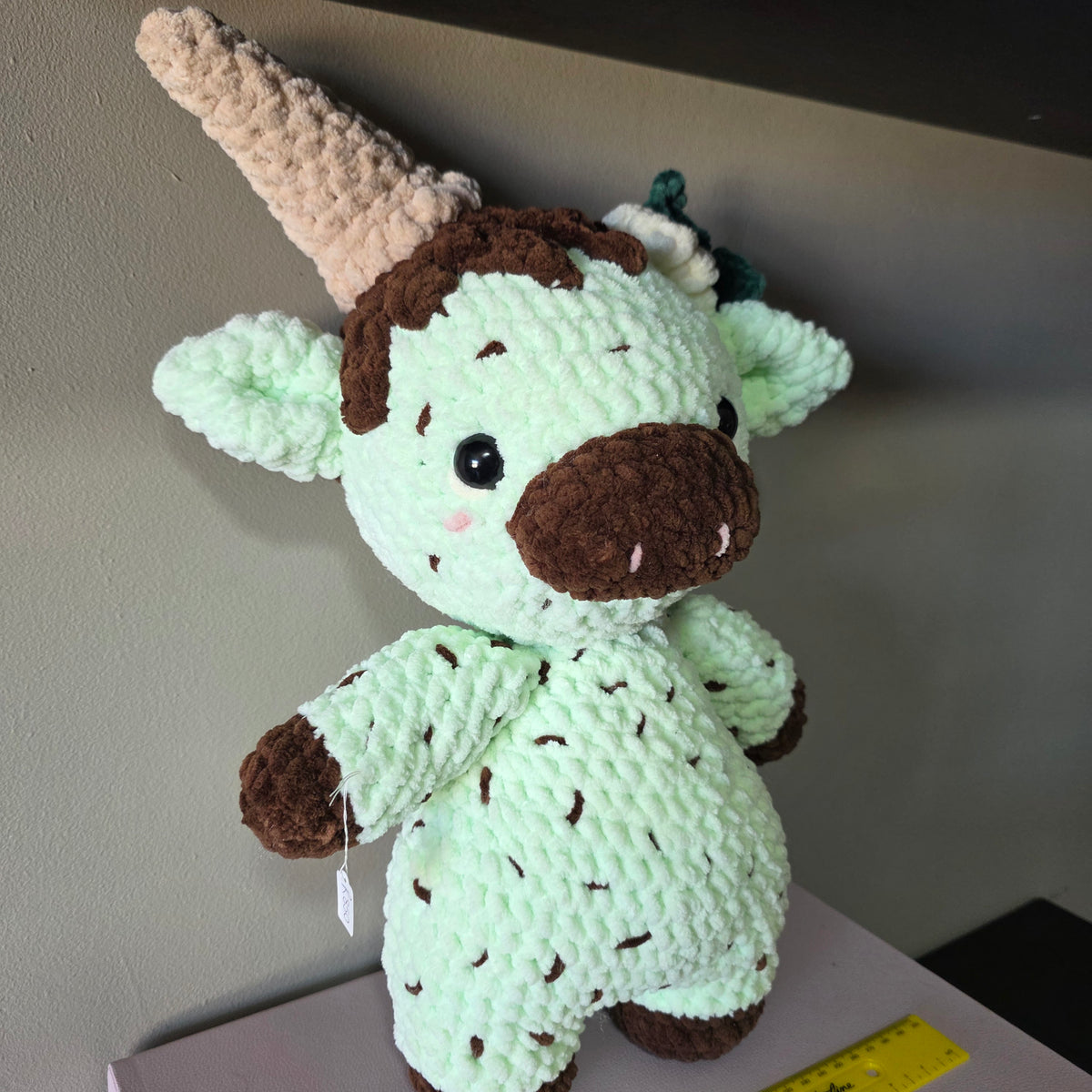 Crochet Peppermint Cow Plushie