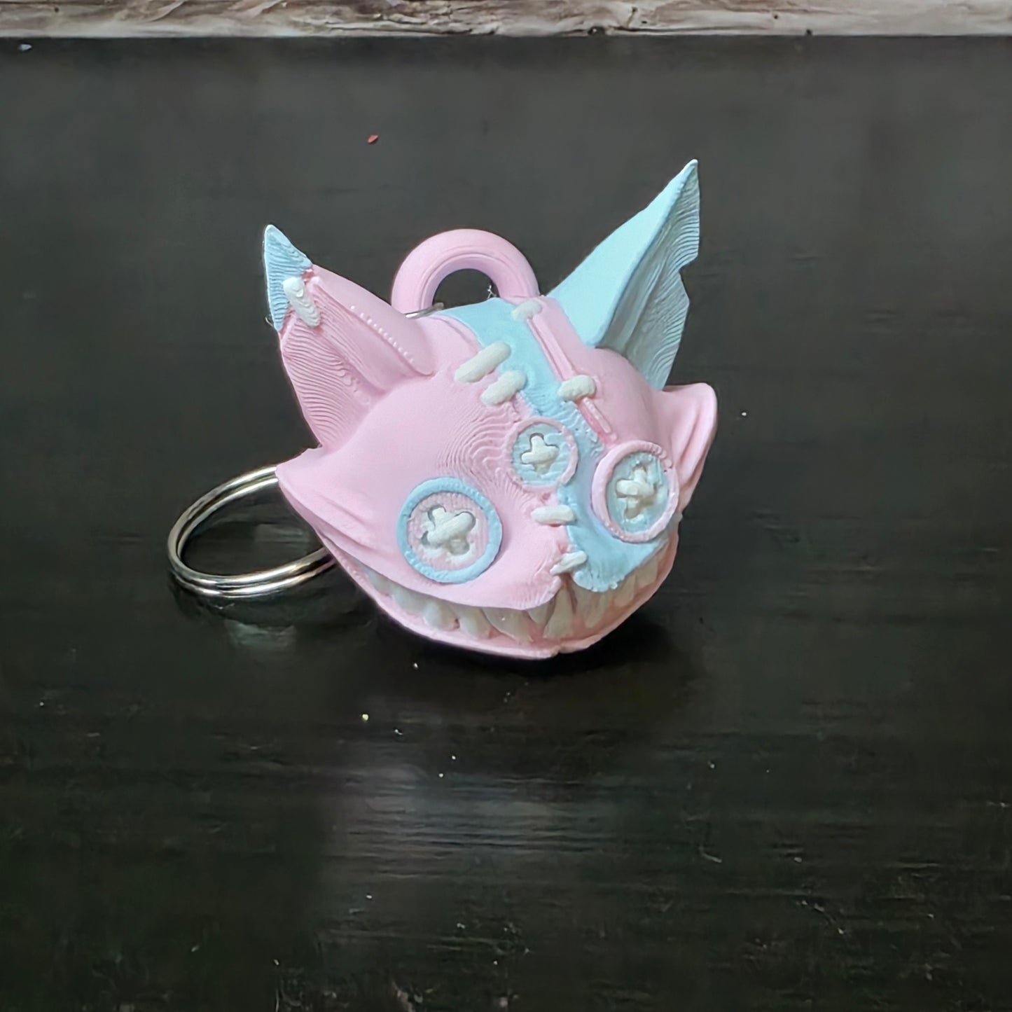 Creepy Stuffed Cat Keychain